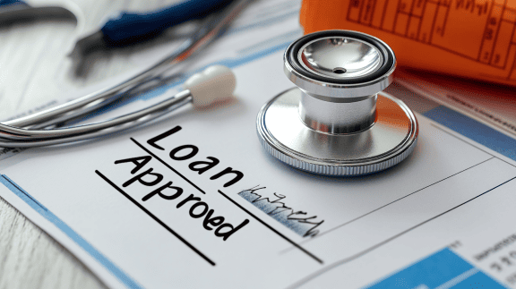 Approved medical loan document with stethoscope